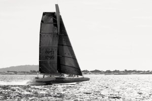 One of a Kind multihull Trimaran "L'Hydroptere DCNS" as caught by "Water-Wizards" off Hyères on a test run at around 32 knots.